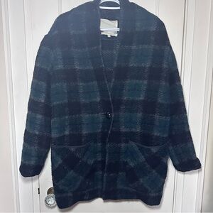 Aritzia Wilfred Free Wool Blend Plaid Off-Duty Cocoon Jacket, Cozy